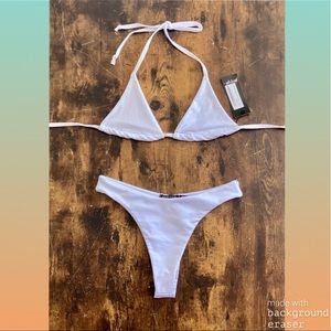 Nasty Gal White Triangle Thong Bikini Set